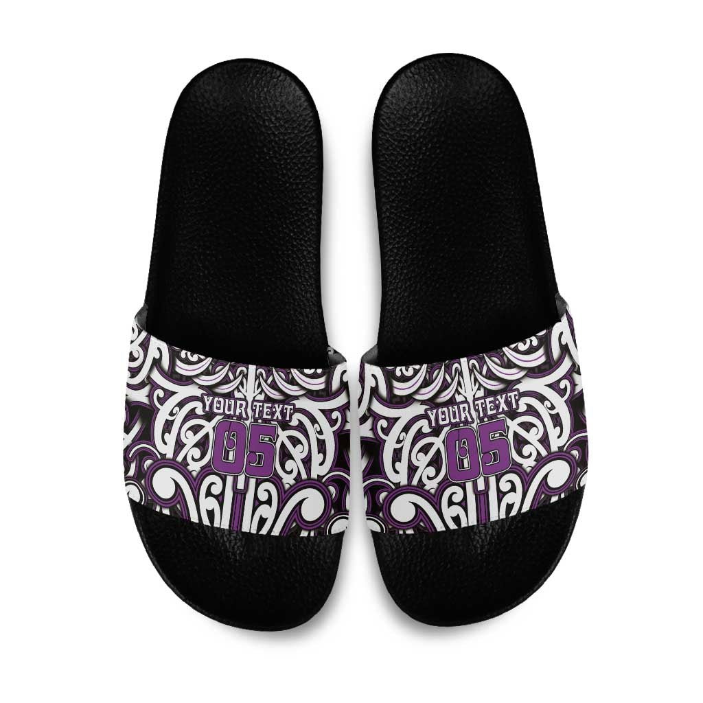 Custom Aotearoa Rangitane Slide Sandals Maori Tribal Pattern Mix Poutama