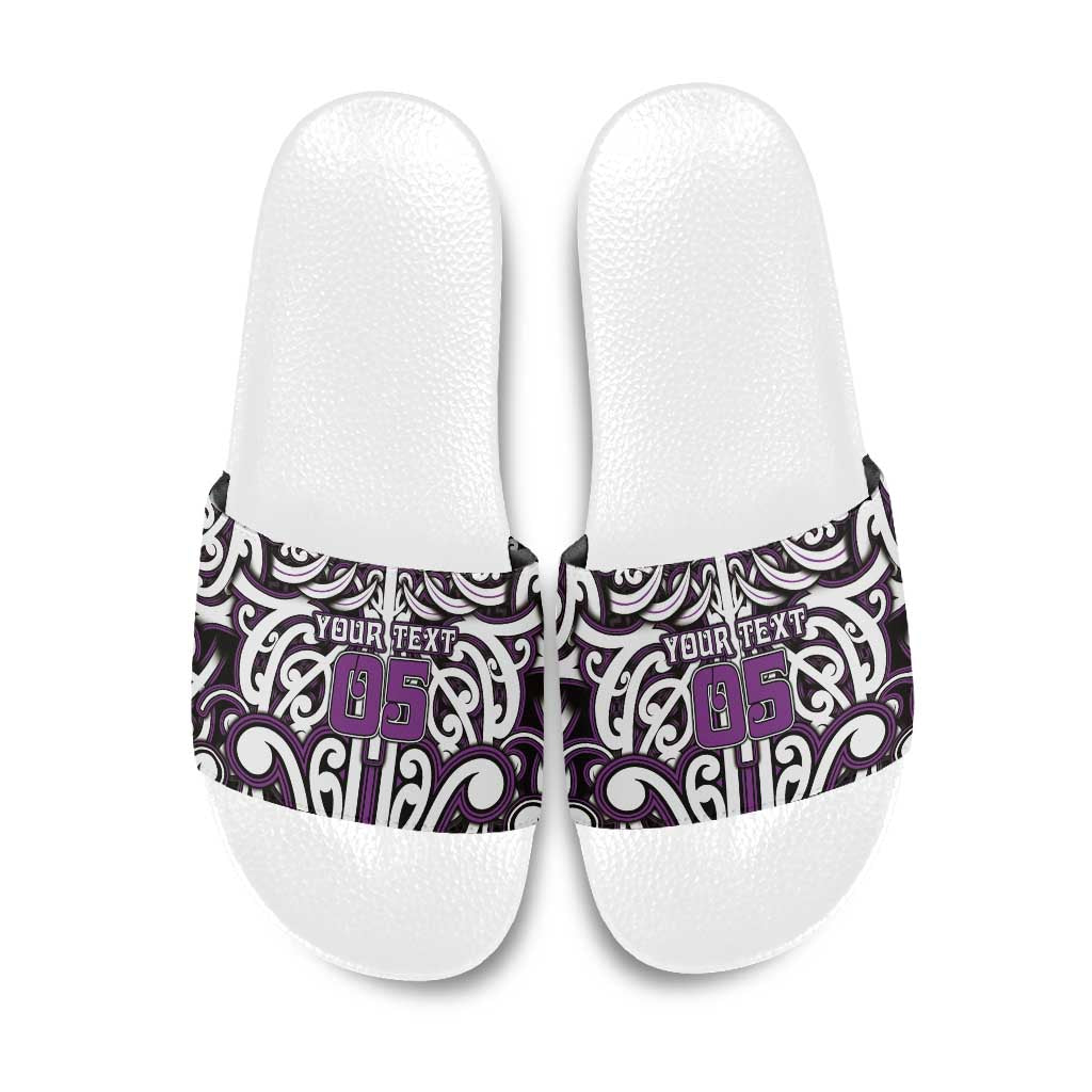 Custom Aotearoa Rangitane Slide Sandals Maori Tribal Pattern Mix Poutama