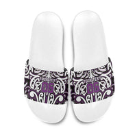 Custom Aotearoa Rangitane Slide Sandals Maori Tribal Pattern Mix Poutama