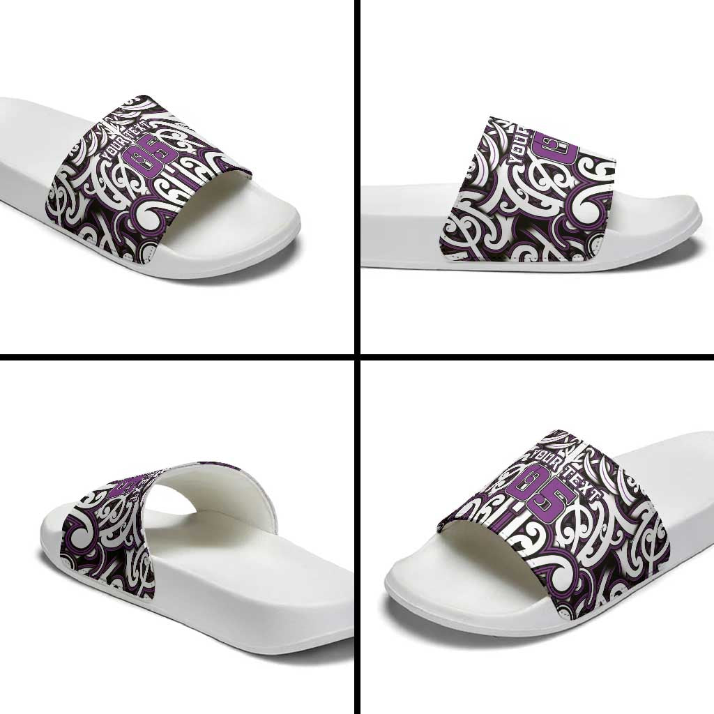 Custom Aotearoa Rangitane Slide Sandals Maori Tribal Pattern Mix Poutama