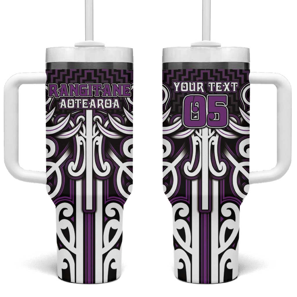 Custom Aotearoa Rangitane Tumbler With Handle Maori Tribal Pattern Mix Poutama LT05 One Size: 40 oz Purple - Polynesian Pride