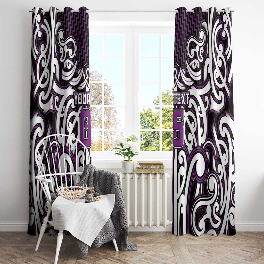 Custom Aotearoa Rangitane Window Curtain Maori Tribal Pattern Mix Poutama