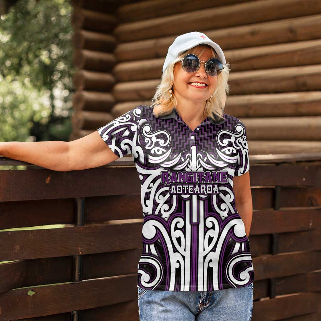 Custom Aotearoa Rangitane Women Polo Shirt Maori Tribal Pattern Mix Poutama