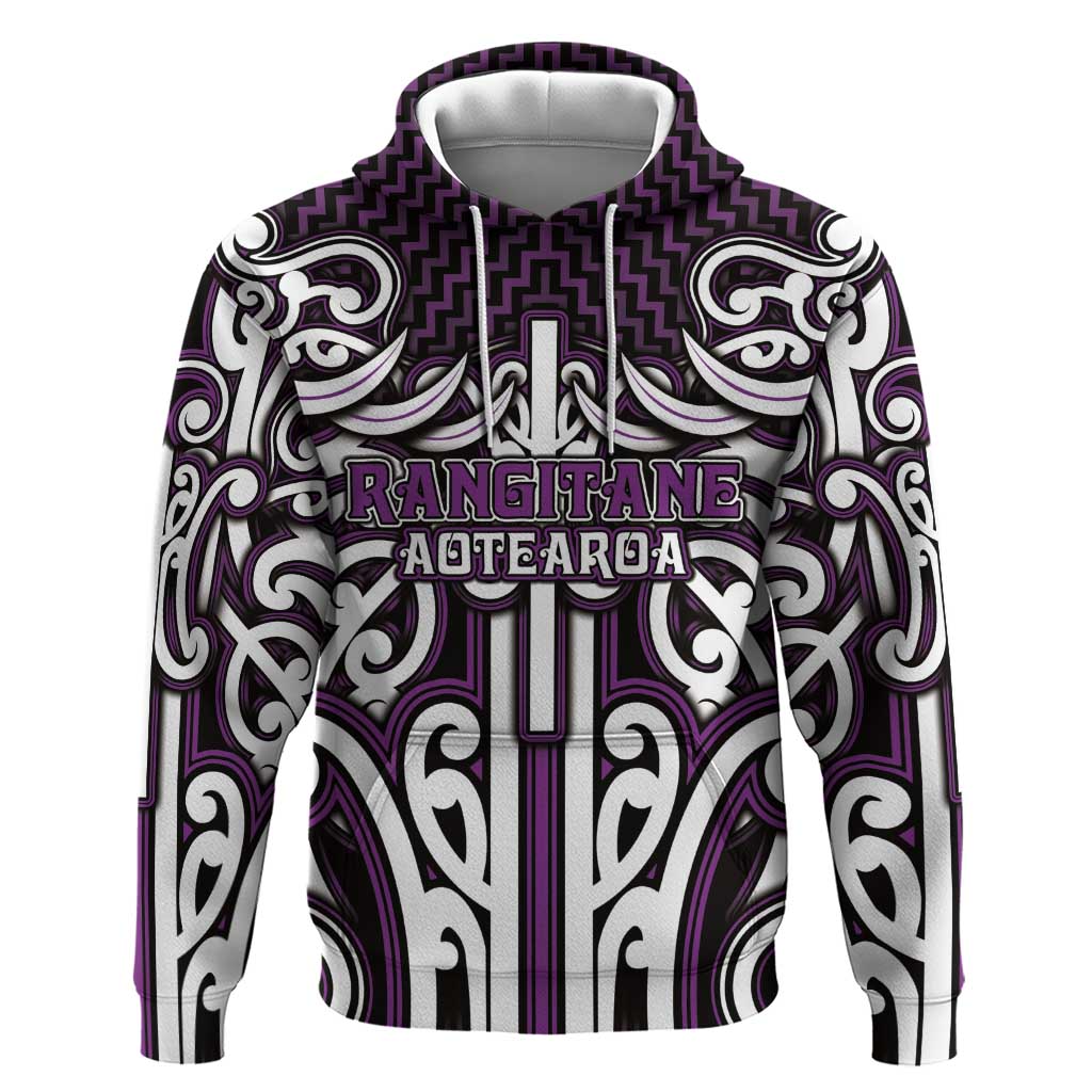 Custom Aotearoa Rangitane Zip Hoodie Maori Tribal Pattern Mix Poutama