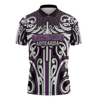 Custom Aotearoa Rangitane Zipper Polo Shirt Maori Tribal Pattern Mix Poutama