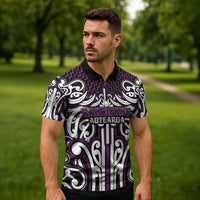 Custom Aotearoa Rangitane Zipper Polo Shirt Maori Tribal Pattern Mix Poutama