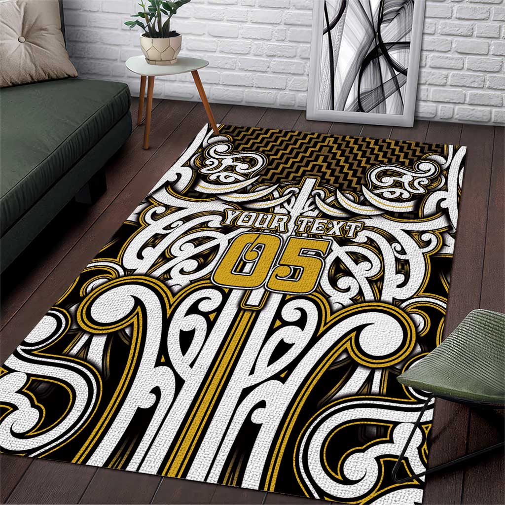 Custom Aotearoa Taranaki Area Rug Maori Tribal Pattern Mix Poutama LT05 Yellow - Polynesian Pride