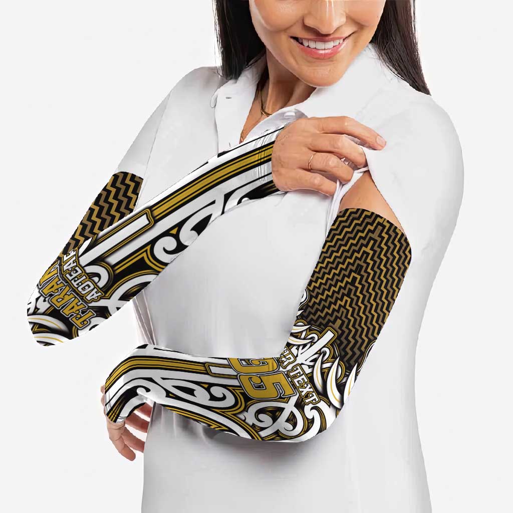 Custom Aotearoa Taranaki Arm Sleeves Maori Tribal Pattern Mix Poutama