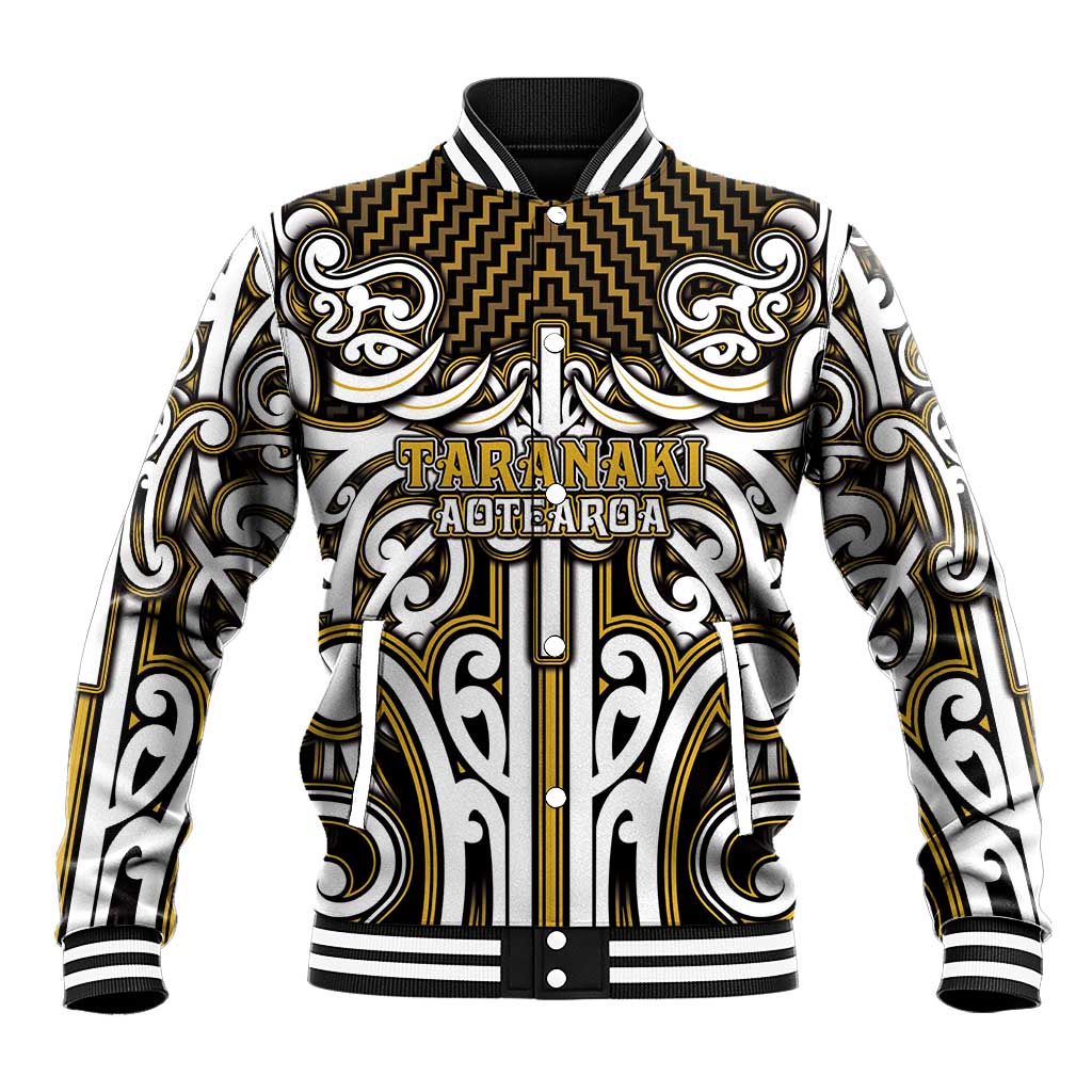 Custom Aotearoa Taranaki Baseball Jacket Maori Tribal Pattern Mix Poutama