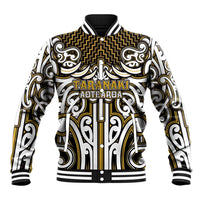 Custom Aotearoa Taranaki Baseball Jacket Maori Tribal Pattern Mix Poutama