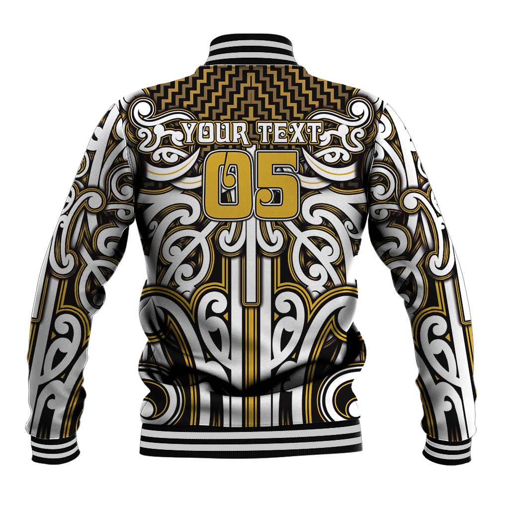 Custom Aotearoa Taranaki Baseball Jacket Maori Tribal Pattern Mix Poutama