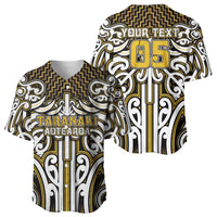 Custom Aotearoa Taranaki Baseball Jersey Maori Tribal Pattern Mix Poutama