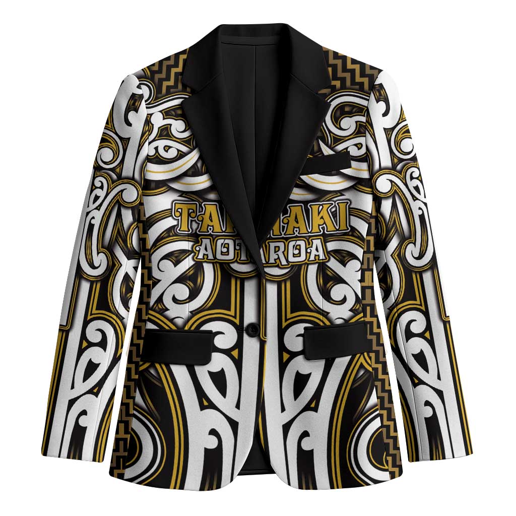 Custom Aotearoa Taranaki Blazer Maori Tribal Pattern Mix Poutama
