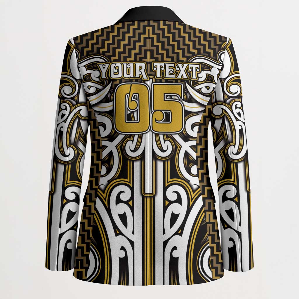 Custom Aotearoa Taranaki Blazer Maori Tribal Pattern Mix Poutama