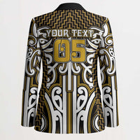 Custom Aotearoa Taranaki Blazer Maori Tribal Pattern Mix Poutama