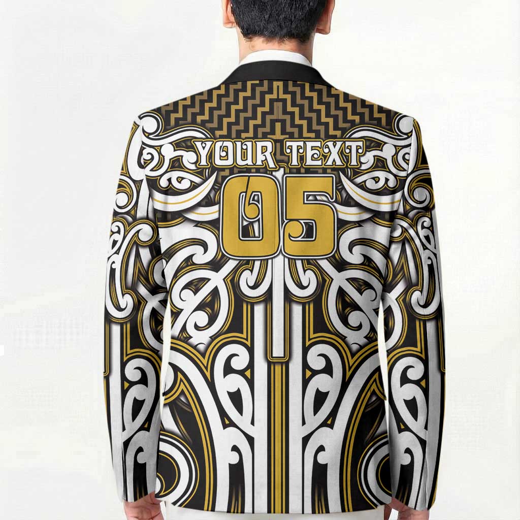 Custom Aotearoa Taranaki Blazer Maori Tribal Pattern Mix Poutama