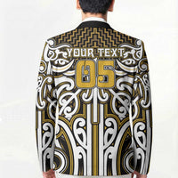 Custom Aotearoa Taranaki Blazer Maori Tribal Pattern Mix Poutama