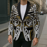 Custom Aotearoa Taranaki Blazer Maori Tribal Pattern Mix Poutama