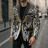 Custom Aotearoa Taranaki Blazer Maori Tribal Pattern Mix Poutama