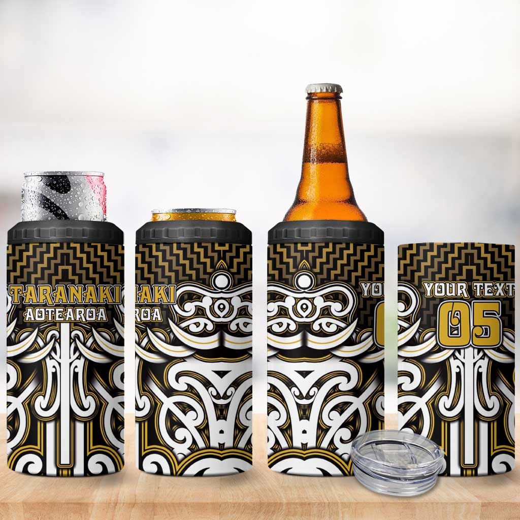 Custom Aotearoa Taranaki 4 in 1 Can Cooler Tumbler Maori Tribal Pattern Mix Poutama LT05 - Polynesian Pride