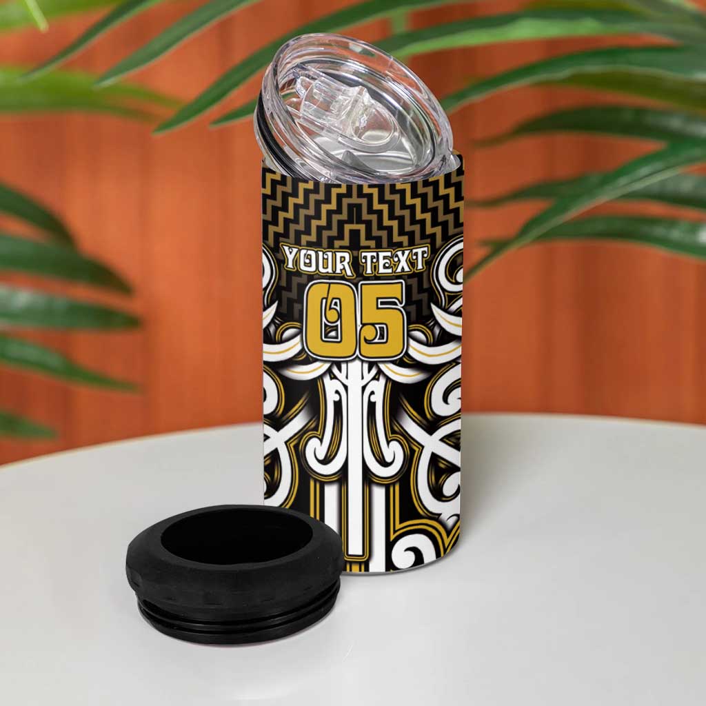 Custom Aotearoa Taranaki 4 in 1 Can Cooler Tumbler Maori Tribal Pattern Mix Poutama LT05 - Polynesian Pride