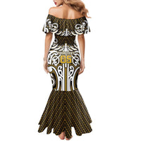Custom Aotearoa Taranaki Family Matching Mermaid Dress and Hawaiian Shirt Maori Tribal Pattern Mix Poutama