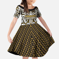 Custom Aotearoa Taranaki Family Matching Off Shoulder Short Dress and Hawaiian Shirt Maori Tribal Pattern Mix Poutama