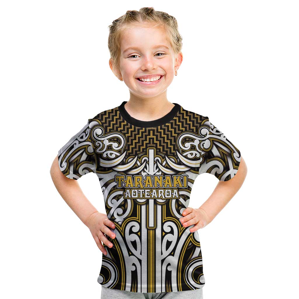 Custom Aotearoa Taranaki Kid T Shirt Maori Tribal Pattern Mix Poutama
