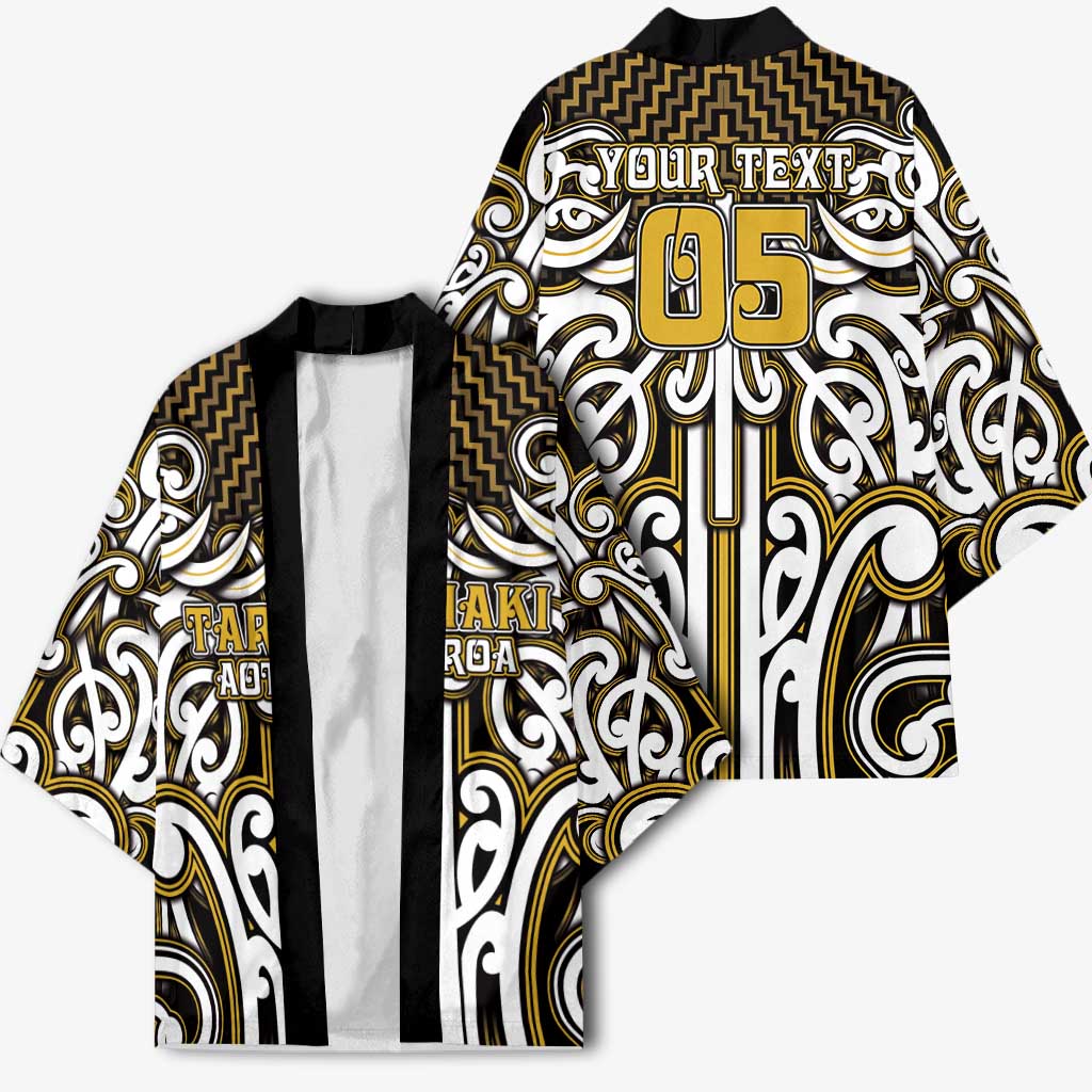 Custom Aotearoa Taranaki Kimono Maori Tribal Pattern Mix Poutama