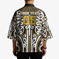 Custom Aotearoa Taranaki Kimono Maori Tribal Pattern Mix Poutama