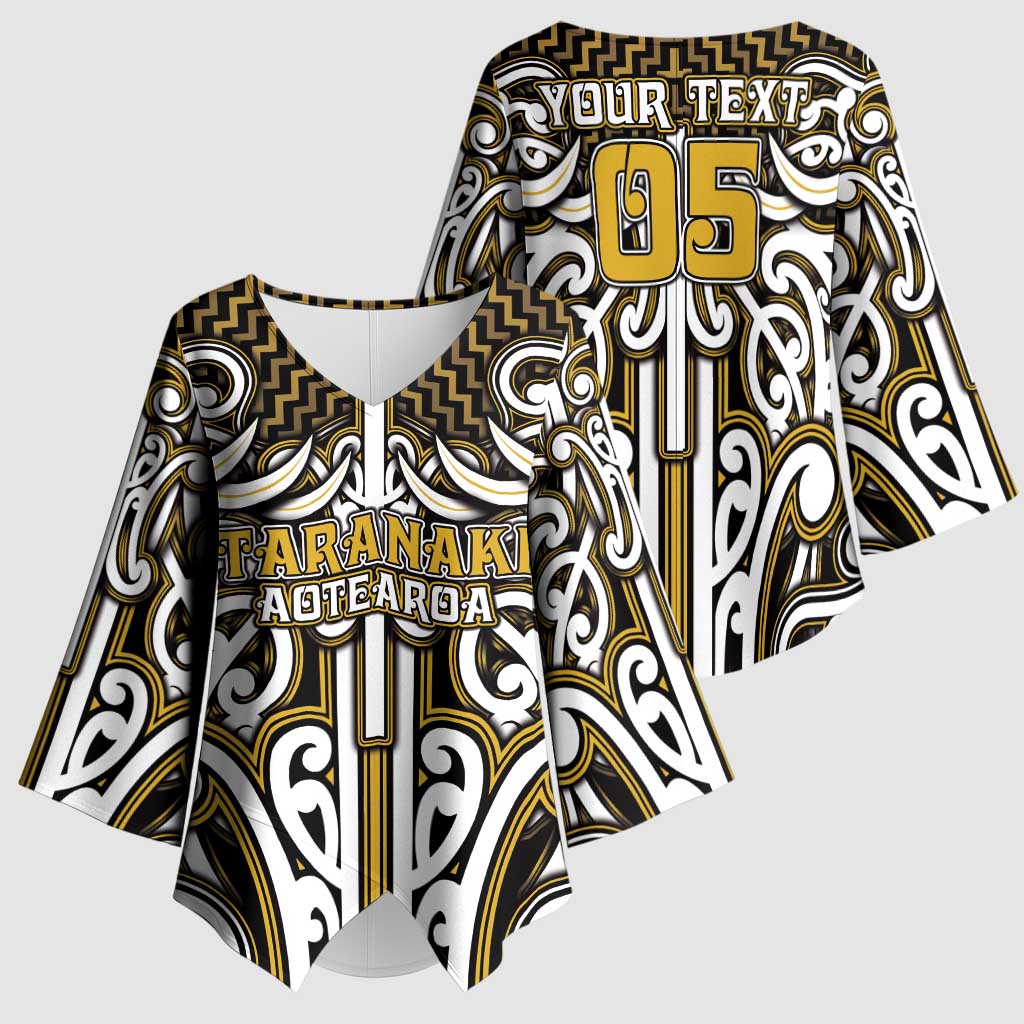 Custom Aotearoa Taranaki Kimono Sleeve Blouse Maori Tribal Pattern Mix Poutama