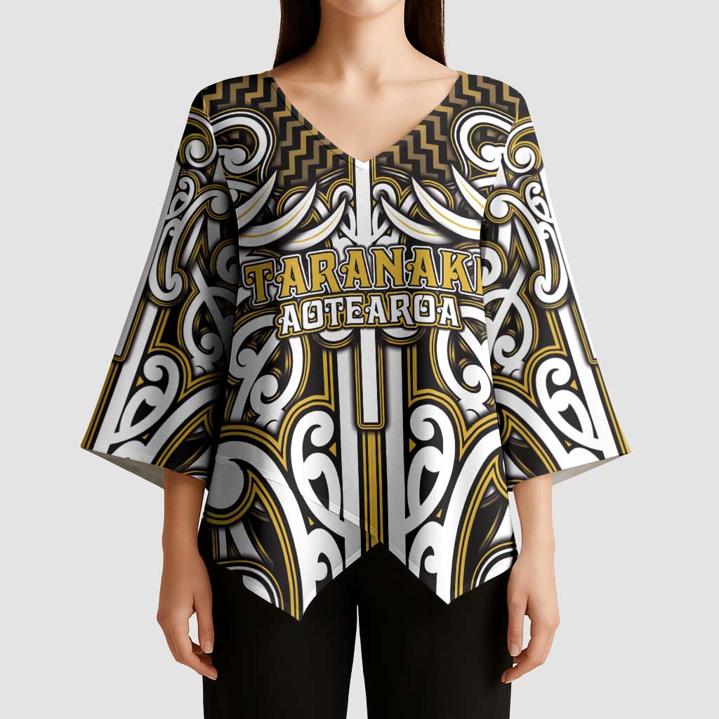 Custom Aotearoa Taranaki Kimono Sleeve Blouse Maori Tribal Pattern Mix Poutama