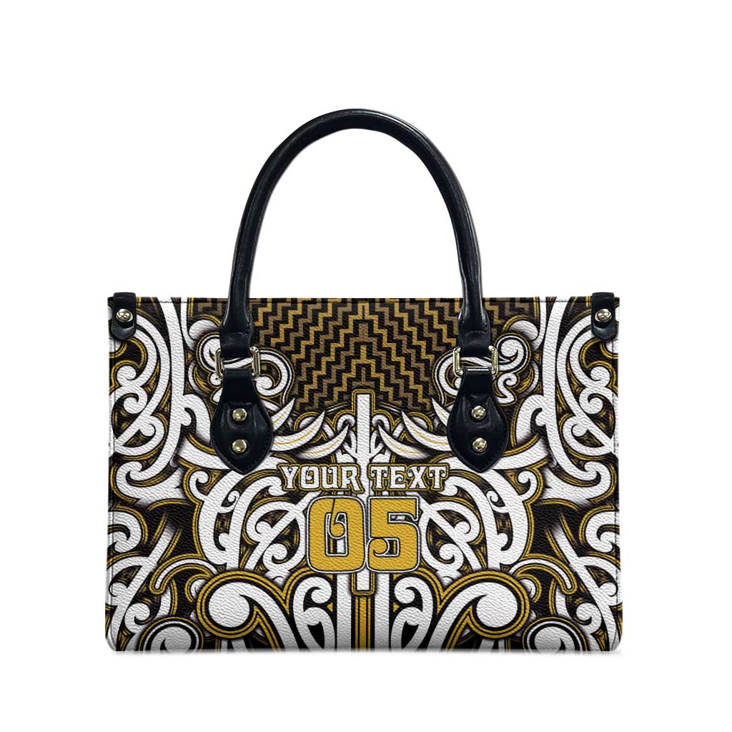 Custom Aotearoa Taranaki Leather Bag Maori Tribal Pattern Mix Poutama