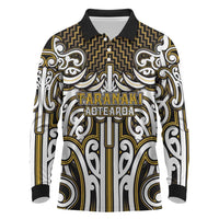 Custom Aotearoa Taranaki Long Sleeve Polo Shirt Maori Tribal Pattern Mix Poutama