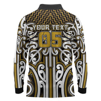 Custom Aotearoa Taranaki Long Sleeve Polo Shirt Maori Tribal Pattern Mix Poutama