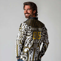 Custom Aotearoa Taranaki Long Sleeve Polo Shirt Maori Tribal Pattern Mix Poutama