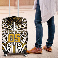 Custom Aotearoa Taranaki Luggage Cover Maori Tribal Pattern Mix Poutama LT05 Yellow - Polynesian Pride