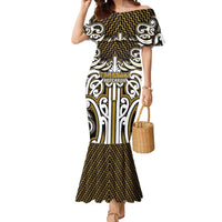 Custom Aotearoa Taranaki Mermaid Dress Maori Tribal Pattern Mix Poutama