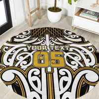 Custom Aotearoa Taranaki Round Carpet Maori Tribal Pattern Mix Poutama