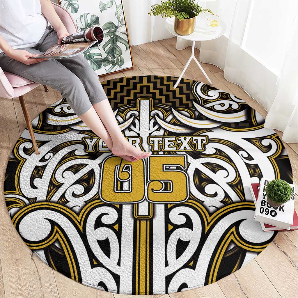 Custom Aotearoa Taranaki Round Carpet Maori Tribal Pattern Mix Poutama