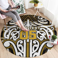 Custom Aotearoa Taranaki Round Carpet Maori Tribal Pattern Mix Poutama