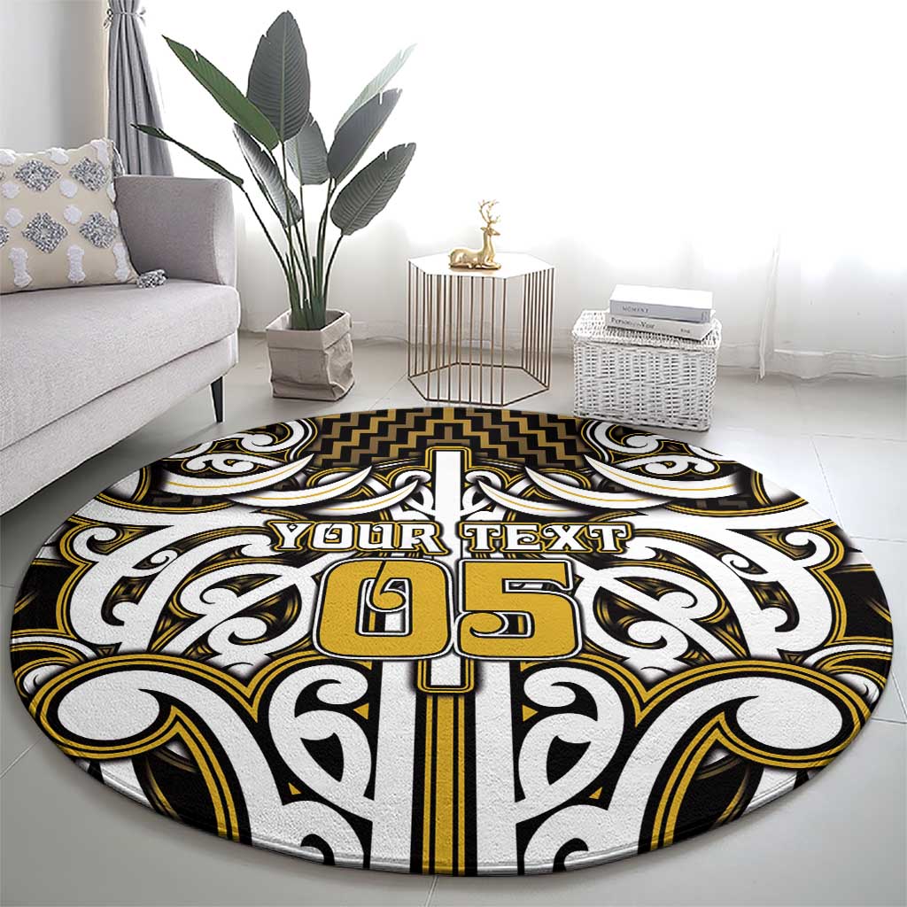 Custom Aotearoa Taranaki Round Carpet Maori Tribal Pattern Mix Poutama