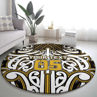 Custom Aotearoa Taranaki Round Carpet Maori Tribal Pattern Mix Poutama