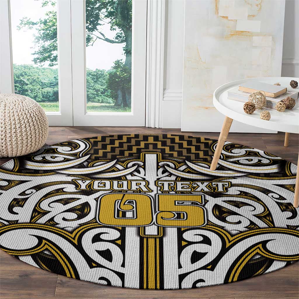 Custom Aotearoa Taranaki Round Carpet Maori Tribal Pattern Mix Poutama