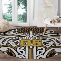 Custom Aotearoa Taranaki Round Carpet Maori Tribal Pattern Mix Poutama