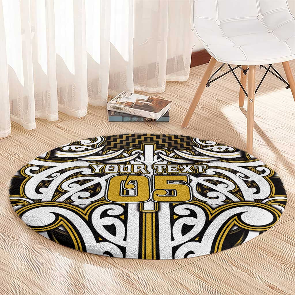 Custom Aotearoa Taranaki Round Carpet Maori Tribal Pattern Mix Poutama