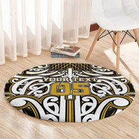 Custom Aotearoa Taranaki Round Carpet Maori Tribal Pattern Mix Poutama