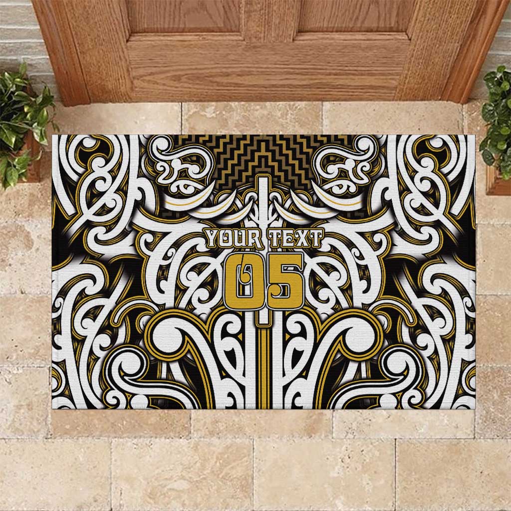 Custom Aotearoa Taranaki Rubber Doormat Maori Tribal Pattern Mix Poutama LT05 Yellow - Polynesian Pride