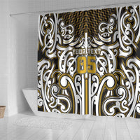 Custom Aotearoa Taranaki Shower Curtain Maori Tribal Pattern Mix Poutama LT05 - Polynesian Pride