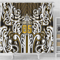 Custom Aotearoa Taranaki Shower Curtain Maori Tribal Pattern Mix Poutama LT05 - Polynesian Pride